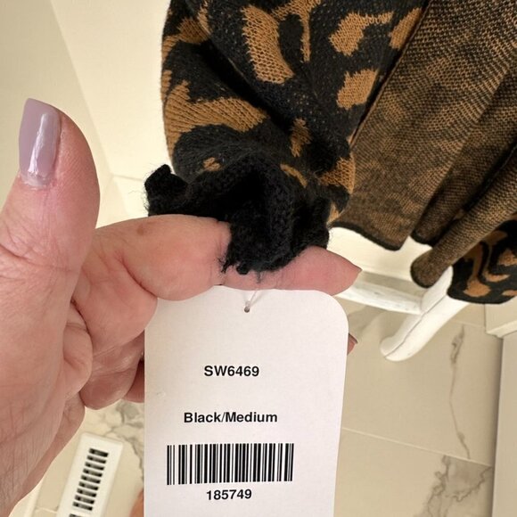 Dress Up Nora Luxe Knit Leopard Ruffle Open Cardigan SZ M - Picture 9 of 14